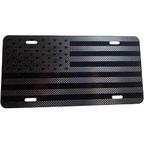 CustoMonsterDesigns US American Flag Heavy Duty Aluminum License Plate Tactical G Metal Black on Blk S10
