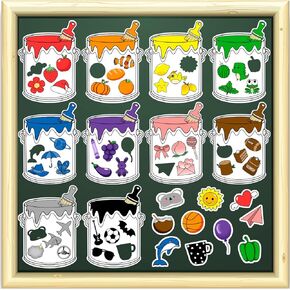 10 Pack Magnetic Shapes Color Sorting Matching Set - Colors Learning Matching Game for Kids - Color Recognition Magnets for Toddlers - Educational Magnets for Frige Whiteboard