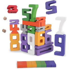Lasoba Numberblocks, 30 Pcs Montessori Large Wooden Number Blocks Toys for Kids, Numbers 1-10, Stacking Toys for Toddlers 2-8, Toddler Learning Toys, Preschool Learning Activities, STEM Toys