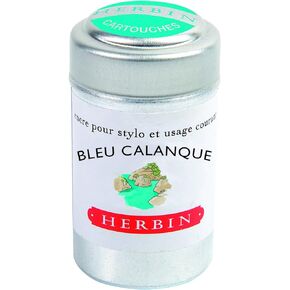 Jacques Herbin Fountain Pen Ink - 1 Tin of 6 cartridges - Bleu Calanque