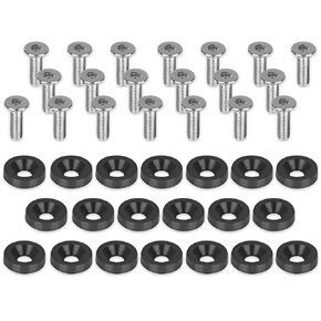 20Pcs Black Billet Aluminum Fender Bumper Washer/Bolt Engine Bay Dress Up Kit M6, for Engine Compartment Decoration