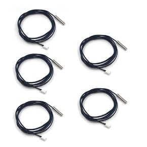 5PCS NTC 10k Thermistor Temperature Sensor Probe 1 Meter Waterproof Temp Sensor Probe, Stainless Steel 3950 NTC Temp Sensor Probe, Digital Temperature Transmitter Extension Cable