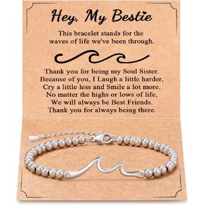 Tarsus Gift for Friends, The Waves of Life We've Through Together, Woman Friendship Gifts Idea, Wave Bracelet for Best Friend Bestie Soul Sister Christmas Valentines Day Birthday Gifts For Her