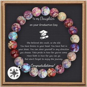 JoycuFF Graduation Gifts for Her Him Class of 2024 Graduation Bracelets Inspirational Graduation Compass Bracelet for Women College Graduation Gift for Him Her