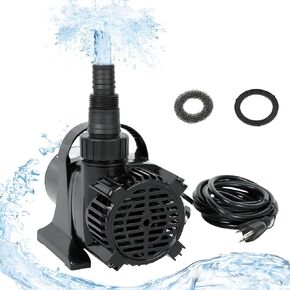 BLACKHORSE-RACING 3000GPH Electric Submersible Water Pond Pump 300W 115V/60HZ ，with 16ft High Lift，for Koi Pond Pool Waterfall Fountains Fish Tank and Aquarium