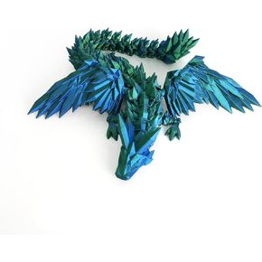 3D Printed Dragon - 18 inch Flying Dragon, Articulated Winged Dragon, Crystal Dragon Fidget Toy, Home Decor, Birthday Gift - Candy Color Rainbow