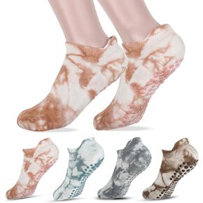 4 أزواج من الجوارب النسائية مع مقابض من كارفوند - جوارب مقاومة للانزلاق، جوارب بيلاتيس لزجة للنساء، جوارب غير قابلة للانزلاق مقاس 9-11 in Kuwait