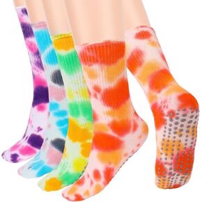 4 أزواج من جوارب اليوغا مع مقابض من Ovveroche، جوارب غير قابلة للانزلاق للنساء، جوارب لزجة مضادة للانزلاق لليوجا والرقص والرقص في المستشفى in Kuwait