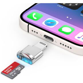 iPhone 14 Micro SD Card Reader Adapter [MFi Certified] Lightning to Micro SD/TF Card Reader Viewer Micro SD Card Adapter for iPhone 14 13 12 11 Pro Max XS XR X 8 iPad, Support iOS 17 and exFAT & FAT32