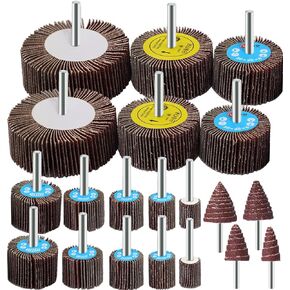 Flap Wheels Sander Set 20 Pack Abrasive Grinder 80 Lamellar Aluminum Oxide Sanding Attachment for 1/4" Shank Fits All Drills