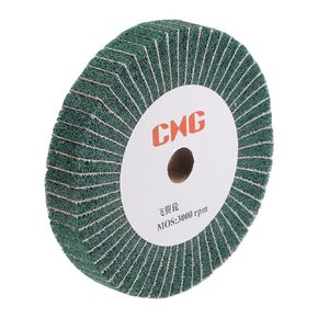 uxcell 150mm x 25mm 240 Grit Non-Woven Polishing Burnishing Wheel Abrasive Cloth Nylon Wire Drawing Flap Wheel for Stainless Steel Metal Green