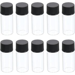 PATIKIL 10mL Media Storage Bottle, 50 Pack Reagent Media Bottle Glass Bottles with Plastic Screw Cap for Lab Home Classroom, Amber