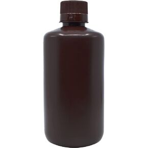 EISCO Reagent Bottle, Amber, 500mL - Narrow Mouth with Screw Cap - HDPE Labs
