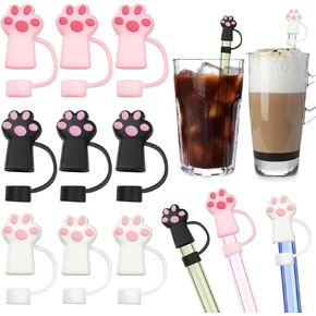 AUAUY Straw Covers, Silicone Straw Tips Covers, Reusable Drinking Straw Covers Plugs Dust-Proof Drinking Straw Cover, Straw Protector Cover Cute Cartoon Straw Cover for 12mm Straw -4PCS