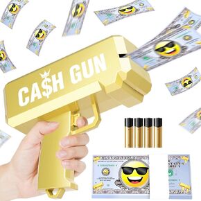 Money Gun Make It Rain Toy Gun Spary Prop Paper Fake Gun, Handheld Money Shooter Gun Cash Cannon Money Thrower Gun for Movies Party Supplies (Gold)