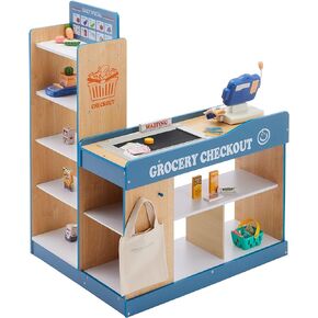 Amazon Basics Grocery Store Checkout Counter with Shopping Cart, Kids Supermarket Pretend Play Store Cash Register, Gift for Age 3Y+, Multicolor