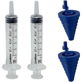 6 ml Clear Oral Syringe 1 tsp Calibrated in ml with Blue Bottle Adapter (Pack of 2)