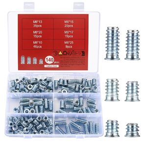 qxayxa 140 Pcs Hex Socket Drive Nut Inserts,Threaded Inserts for Wood Threaded Insert, Hex Drive Threaded Wood Inserts, Threaded Inserts Nuts for Wood Furniture Screw-in Nuts