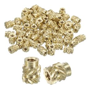 uxcell Knurled Insert Nuts, 50pcs M5 x 4mm L x 7mm OD 3D Printing Brass Nuts Female Threaded Inserts Brass Heat Set Insert Embedment Nuts