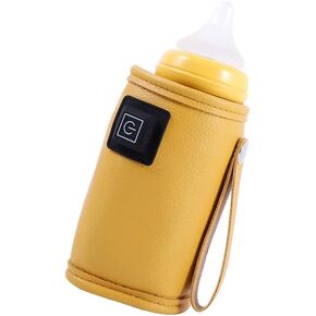 ihreesy Car USB Baby Bottle Warmer,Portable 5V Travel Milk Heater Cover USB Charging Milk Heat Keeper Travel Milk Bottle Warmer with 3 Gears Adjustable for Travel Camping Shopping,Pink