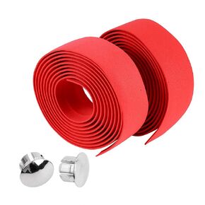 Liusin Bike Handlebar Tape Bandage, Soft Bicycle Cork Tape Handlebar Handle Bicycle Bar Wrap with 2 Bar Plugs for Touring Cycling and Road Racing 2PCS Per Set (Red)