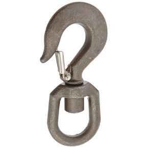 Indusco 47400978 Drop Forged Carbon Steel Swivel Eye Hook with Latch, 2 Ton Working Load Limit