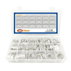 580 Pieces Automotive Crush Washer Oil Drain Plug Gasket,18 Sizes Aluminum Automotive Engine Oil Pan Drain Plug Gasket Assortment Kit M6 M8 M10 M12 M14 M16 M18 M20 M22 M24 (580)
