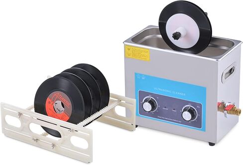 منظف ​​سجل الفينيل التلقائي بالموجات فوق الصوتية من CREWORKS مع التحكم في مقبض مؤقت السخان، آلة التجويف الصوتي 1.6 جالون، منظف من الفولاذ المقاوم للصدأ 180 وات 6 لتر لسجلات المجوهرات والساعات، مثبتات النظارات، أطقم الأسنان in Kuwait