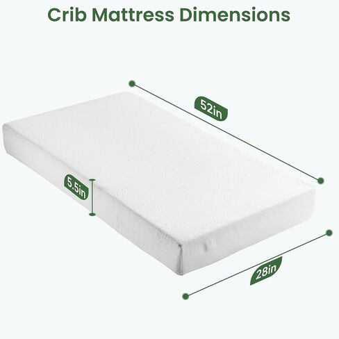 Rengue Crib Mattress, Pack and Play Mattress Pad, Dual-Sided Baby and Toddler Mattress with Cool Gel Memory Foam and Removable Cover, Fits Standard Size Cribs and Toddler Bed, 52" x 28" in Saudi Arabia