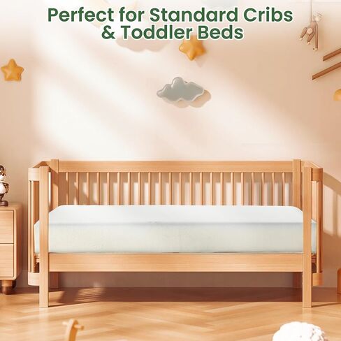 Rengue Crib Mattress, Pack and Play Mattress Pad, Dual-Sided Baby and Toddler Mattress with Cool Gel Memory Foam and Removable Cover, Fits Standard Size Cribs and Toddler Bed, 52" x 28" in Saudi Arabia