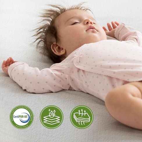 Rengue Crib Mattress, Pack and Play Mattress Pad, Dual-Sided Baby and Toddler Mattress with Cool Gel Memory Foam and Removable Cover, Fits Standard Size Cribs and Toddler Bed, 52" x 28" in Saudi Arabia