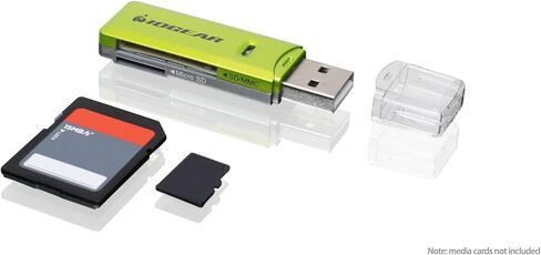 IOGEAR USB 2.0 SD Portable Card Reader - Dual Slot - Rate Up To 480Mbps - USB Powered - SDXC/SDHC/SD/Micro SDXC/Micro SD/Micro SDHC/M2/MS/CF/UHS-I - Mac/Win/Chrome - GFR204SD in Kuwait