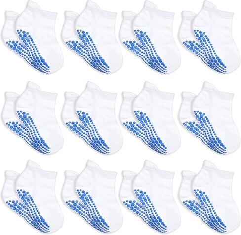HYCLES Non Slip Toddler Socks 12 Pairs Anti Slip Low Cut Socks for Baby Boys Girls 1-7 Years Kids Ankle Socks with Grip in Kuwait