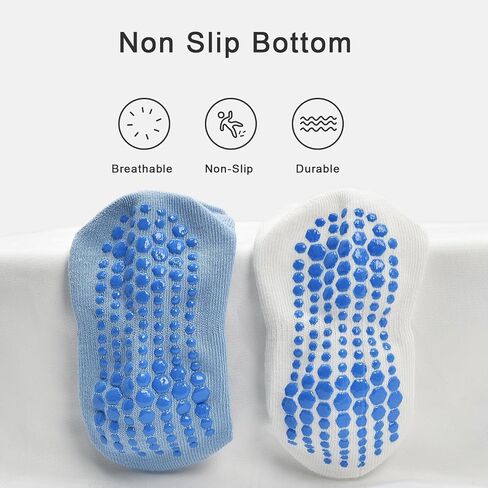 HYCLES Non Slip Toddler Socks 12 Pairs Anti Slip Low Cut Socks for Baby Boys Girls 1-7 Years Kids Ankle Socks with Grip in Kuwait