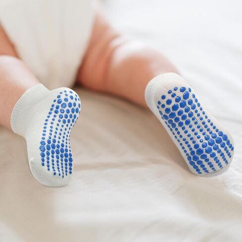 HYCLES Non Slip Toddler Socks 12 Pairs Anti Slip Low Cut Socks for Baby Boys Girls 1-7 Years Kids Ankle Socks with Grip in Kuwait