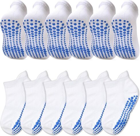 HYCLES Non Slip Toddler Socks 12 Pairs Anti Slip Low Cut Socks for Baby Boys Girls 1-7 Years Kids Ankle Socks with Grip in Kuwait