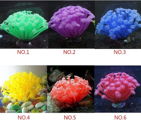 EastVita لينة سيليكون الاصطناعي شقائق البحر متعدد الألوان الحلي المرجانية المقلدة لخزان الأسماك حوض السمك الديكور الأزرق in Kuwait