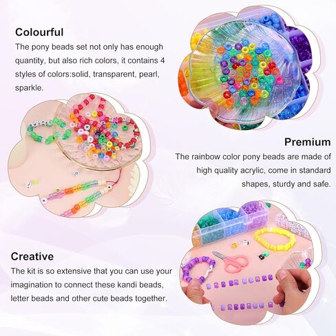 4800 قطعة من خرز المهر للأساور من Quefe، مجموعة خرز كاندي 24 لونًا تتضمن خرز الحروف، خرز القلب، خرز طين البوليمر، مجموعة صنع الأساور لصنع المجوهرات والهدايا الحرفية in Kuwait