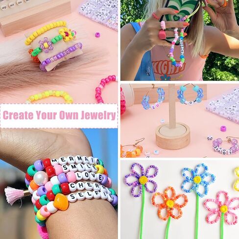 4800 قطعة من خرز المهر للأساور من Quefe، مجموعة خرز كاندي 24 لونًا تتضمن خرز الحروف، خرز القلب، خرز طين البوليمر، مجموعة صنع الأساور لصنع المجوهرات والهدايا الحرفية in Kuwait