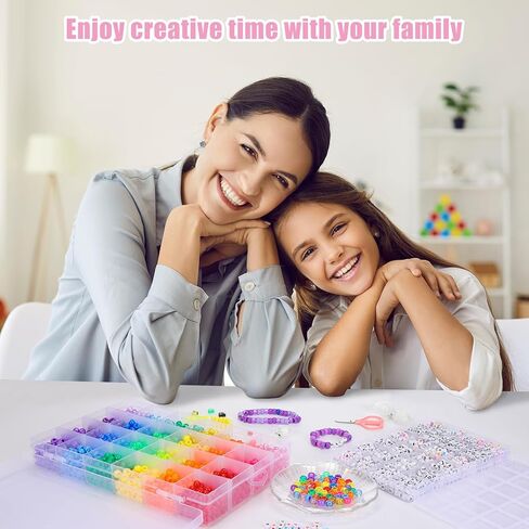 4800 قطعة من خرز المهر للأساور من Quefe، مجموعة خرز كاندي 24 لونًا تتضمن خرز الحروف، خرز القلب، خرز طين البوليمر، مجموعة صنع الأساور لصنع المجوهرات والهدايا الحرفية in Kuwait