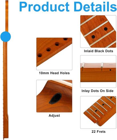 URSKOG 22fret TL غيتار كهربائي من خشب القيقب الكندي المحمص برقبة 14 بوصة نصف قطر لوحة الأصابع، صامولة عظمية، ساتان شفاف in Kuwait