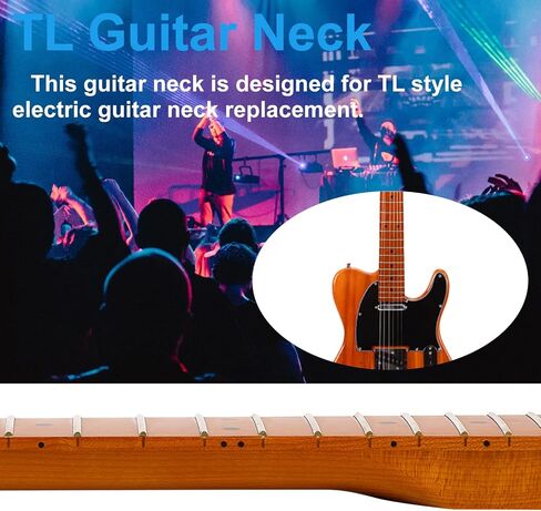 URSKOG 22fret TL غيتار كهربائي من خشب القيقب الكندي المحمص برقبة 14 بوصة نصف قطر لوحة الأصابع، صامولة عظمية، ساتان شفاف in Kuwait