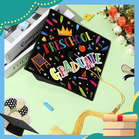 قبعة التخرج توبر لمرحلة ما قبل المدرسة رياض الأطفال الابتدائية قبعة التخرج الزينة التالي وقف رياض الأطفال غراد غطاء تغليف in Kuwait