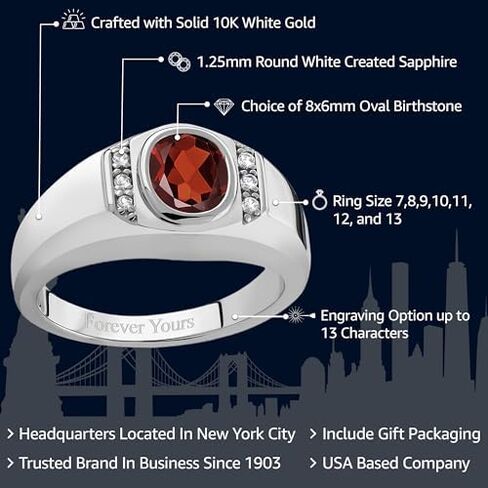 Gem Stone King Men's 925 Sterling Silver Customized and Personalized Oval 8X6MM Gemstone Birthstone Name Engraved Ring (1.06 Cttw, Available In Size 7, 8, 9, 10, 11, 12, 13) in Saudi Arabia