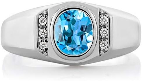 Gem Stone King Men's 925 Sterling Silver Customized and Personalized Oval 8X6MM Gemstone Birthstone Name Engraved Ring (1.06 Cttw, Available In Size 7, 8, 9, 10, 11, 12, 13) in Saudi Arabia