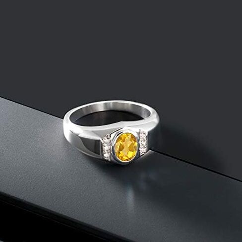 Gem Stone King Men's 925 Sterling Silver Customized and Personalized Oval 8X6MM Gemstone Birthstone Name Engraved Ring (1.06 Cttw, Available In Size 7, 8, 9, 10, 11, 12, 13) in Saudi Arabia