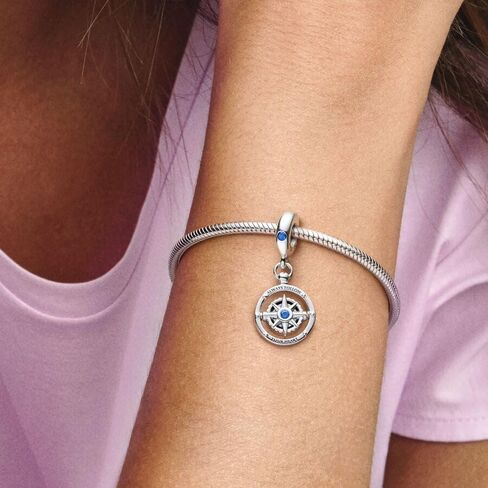 Pandora Spinning Compass أساور متدلية ساحرة أساور لحظات ساحرة - مجوهرات نسائية مذهلة - هدية للنساء في حياتك - مصنوعة من الفضة الاسترليني والكريستال الصناعي، مع صندوق هدايا in Saudi Arabia