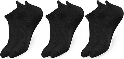 Women's and Men's Running Ankle Socks Low Cut Breathable Socks With Tab 3 Pairs, Black in Kuwait