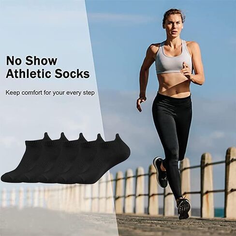 Women's and Men's Running Ankle Socks Low Cut Breathable Socks With Tab 3 Pairs, Black in Kuwait