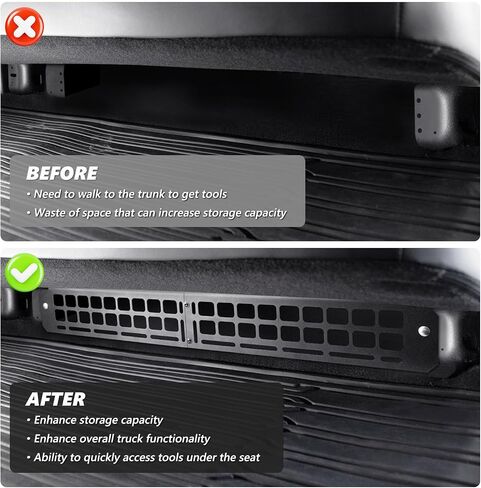 لوحة مقسمة أسفل المقعد من TECHPICCO متوافقة مع Ford F150 2015+/Raptor 2015+/Super Duty 2017+، وحدة تخزين تحت المقعد متوافقة مع ملحقات F150 (أسود) in Kuwait